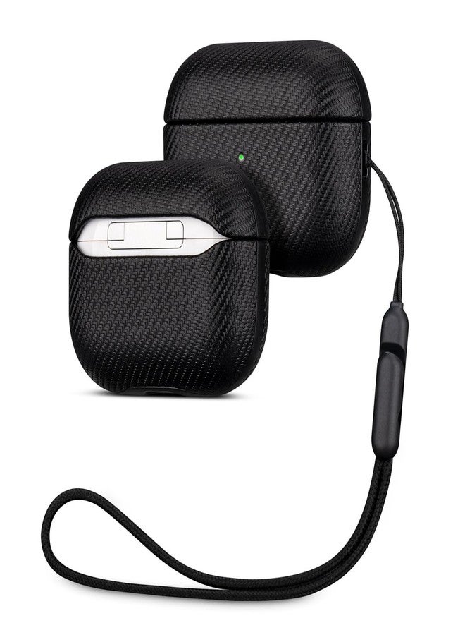 Lopie جراب LOPIE لسماعات AirPods Pro من الجيل الثاني - غطاء مصنوع يدويًا لسماعات AirPods Pro 2 - مصنوع من الجلد النباتي - تصميم مستوحى من ألياف الكربون - غطاء صلب للحماية من السقوط، متوافق مع الشحن اللاسلكي - أسود - Image 1