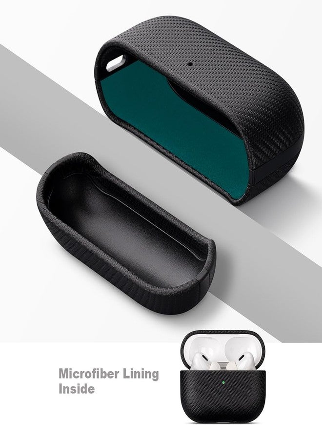 Lopie جراب LOPIE لسماعات AirPods Pro من الجيل الثاني - غطاء مصنوع يدويًا لسماعات AirPods Pro 2 - مصنوع من الجلد النباتي - تصميم مستوحى من ألياف الكربون - غطاء صلب للحماية من السقوط، متوافق مع الشحن اللاسلكي - أسود - Image 4