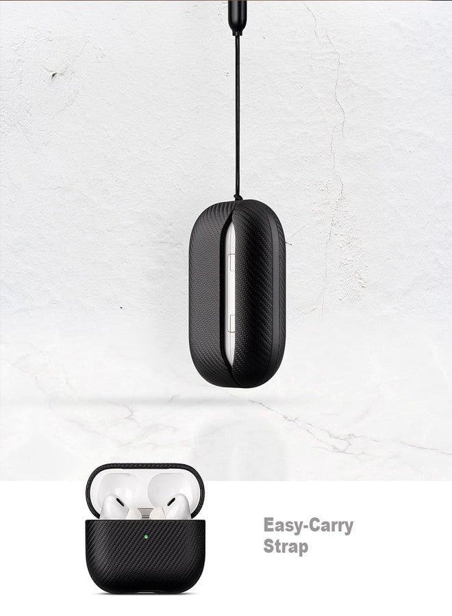 Lopie جراب LOPIE لسماعات AirPods Pro من الجيل الثاني - غطاء مصنوع يدويًا لسماعات AirPods Pro 2 - مصنوع من الجلد النباتي - تصميم مستوحى من ألياف الكربون - غطاء صلب للحماية من السقوط، متوافق مع الشحن اللاسلكي - أسود - Image 5