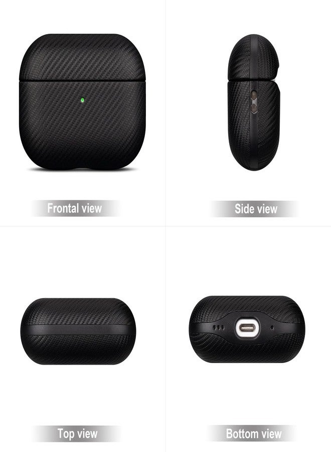 Lopie جراب LOPIE لسماعات AirPods Pro من الجيل الثاني - غطاء مصنوع يدويًا لسماعات AirPods Pro 2 - مصنوع من الجلد النباتي - تصميم مستوحى من ألياف الكربون - غطاء صلب للحماية من السقوط، متوافق مع الشحن اللاسلكي - أسود - Image 2