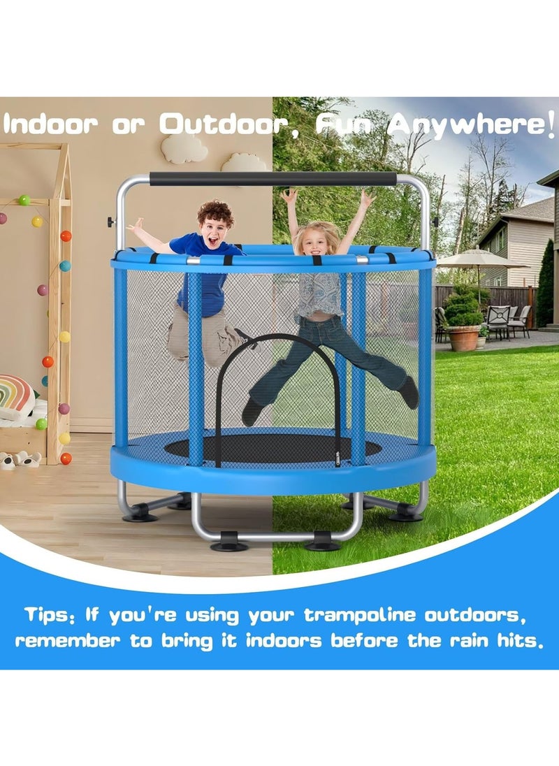 Pokuula Kids Trampoline with Safety Enclosure Net, Indoor & Outdoor Trampoline for Children with Swing, Horizontal Bar, Basketball Hoop, and Sandbag - Perfect for Toddlers and Recreational Use, 1.4m Blue  - Image 4