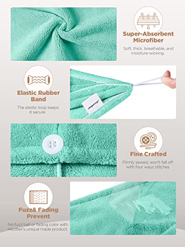 Hicober Microfiber Towel, Turbans for Wet Hair, Drying Wrap Towels for Curly Hair Women Towel Wrap for Kids-Purple,Green,Grey-Pack of 3 - Image 3