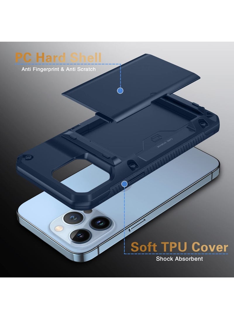 Captaintech Compatible with iPhone 13 Pro Max Case, Protective Wallet Cover with Screen Protector 【x2】 【Semi-Auto Hidden Card Slot】 【Military Grade Drop Protection】, iPhone 13 Pro Max Case with Card Holder, 6.7" - Image 2