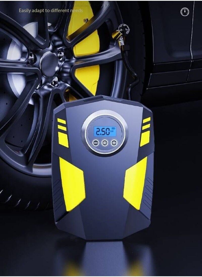 Generic Auto Stop Tire Inflator, Digital Pressure Gauge Air Compressor, Portable Air Pump for Cars or Bicycles, Fast Inflation Tire Pump with LED Light  - Image 2