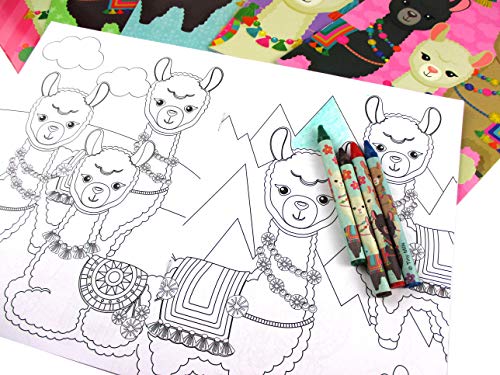 TINYMILLS Llamas Alpacas Coloring Book Set for Kids Party Favors with 12 Coloring Books and 48 Crayons Llamas Birthday Party Supplies Favor Bag Filler - Image 3