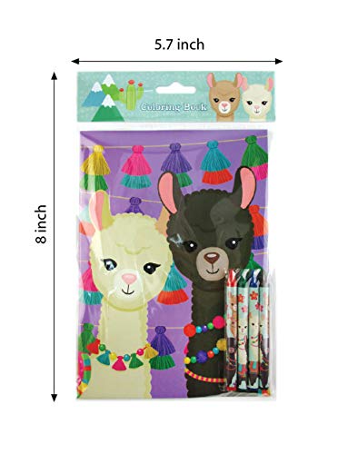 TINYMILLS Llamas Alpacas Coloring Book Set for Kids Party Favors with 12 Coloring Books and 48 Crayons Llamas Birthday Party Supplies Favor Bag Filler - Image 5