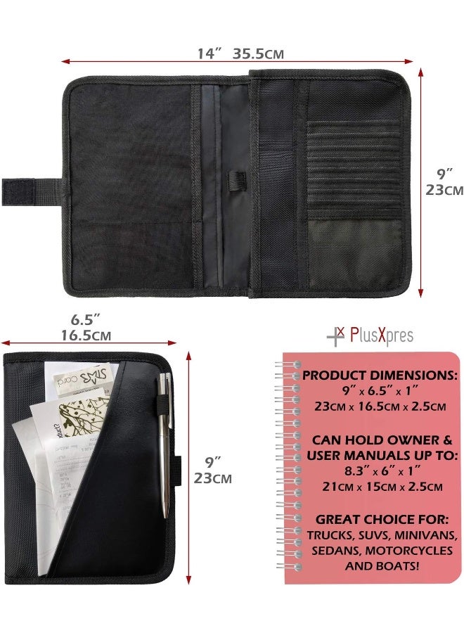 PlusXpres Glove Box Console Organizer - Auto Document Case - Owner Manual Pouch - Vehicle Storage Wallet for Registration & Insurance Card - Premium Car Paperwork Holder - Auto Log Book Included - Image 4