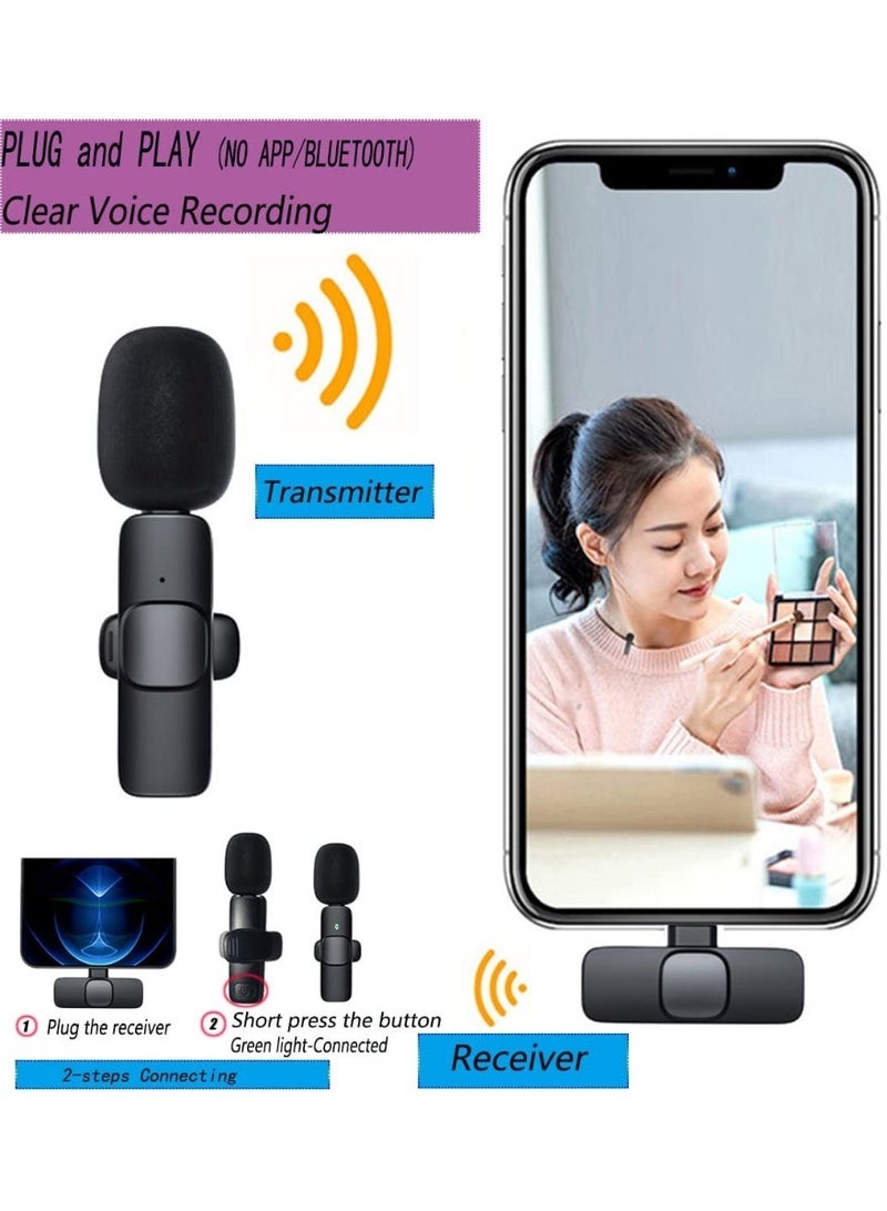 Wireless Lavalier Microphone for Type-C Phone- Plug-Play Wireless Mic with 2 Microphone  Video Recording- Interview- Vlog- Auto Sync and Noise Reduction - Image 2
