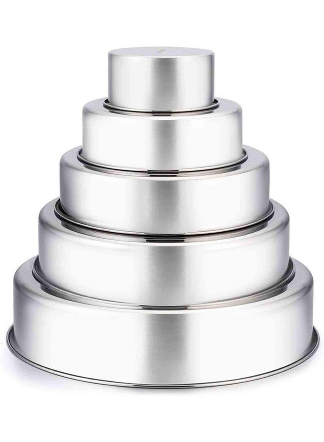 TeamFar Cake Pan, 4’’ - 6’’ - 8’’ - 9½’’ - 11’’, Stainless Steel Round Baking Tier Cake Pans Set, Healthy & Heavy Duty, Mirror Finish & Dishwasher Safe - Set of 5 - Image 1