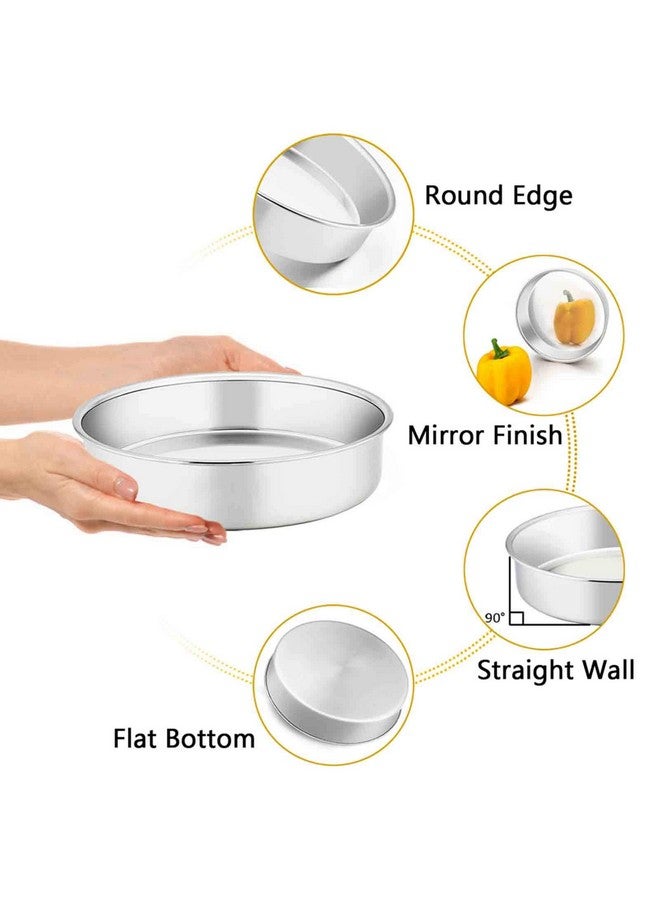 TeamFar Cake Pan, 4’’ - 6’’ - 8’’ - 9½’’ - 11’’, Stainless Steel Round Baking Tier Cake Pans Set, Healthy & Heavy Duty, Mirror Finish & Dishwasher Safe - Set of 5 - Image 2