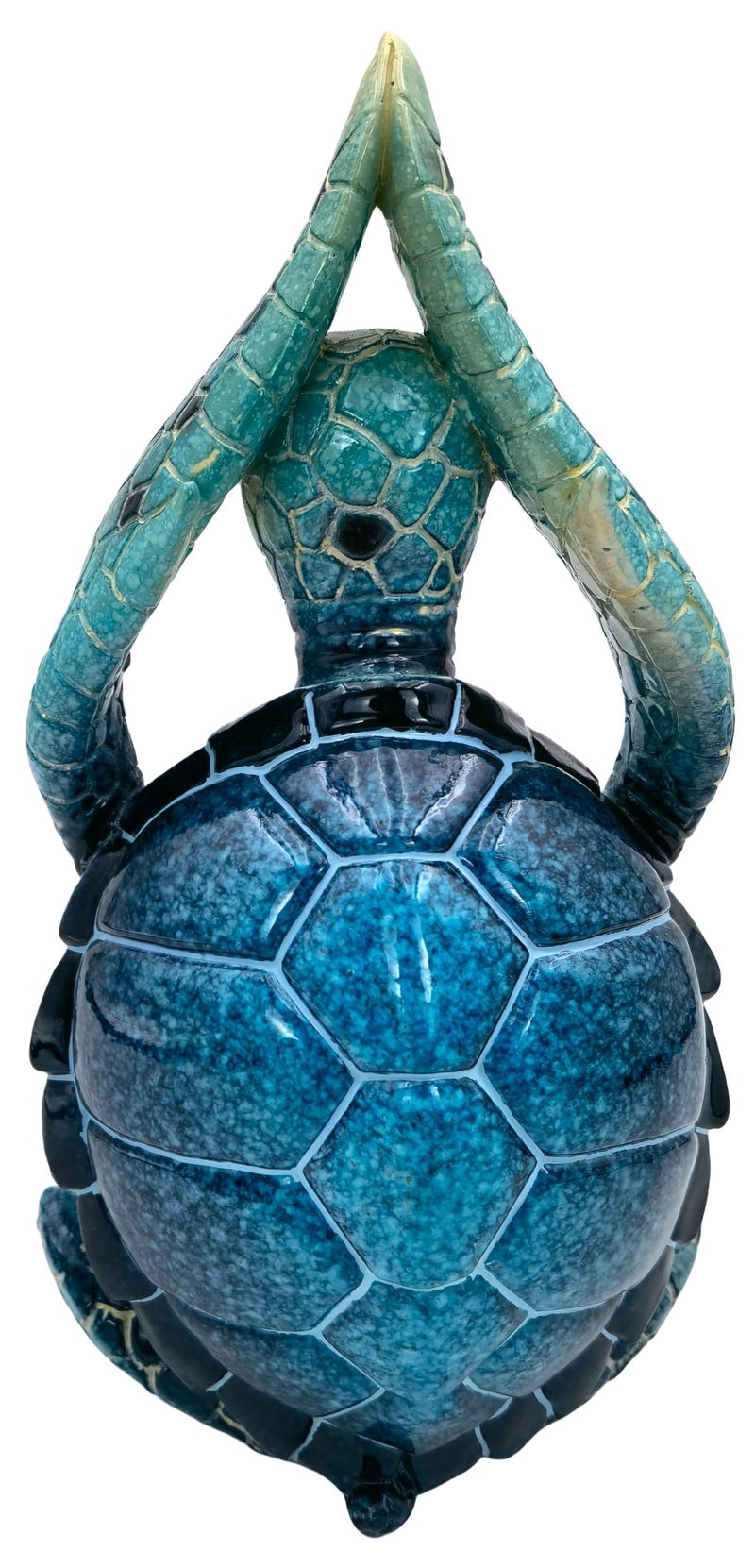 VVGIFTS SEA SEA TROTTLE تأمل اليوغا ديكور حديقة تمثال البحر سلحفاة التأمل في الشاطئ الساحلي زين Zen Yoga Resin تمثال لزخارف المكتب المنزلي (ضع النخيل لأعلى) - Image 2