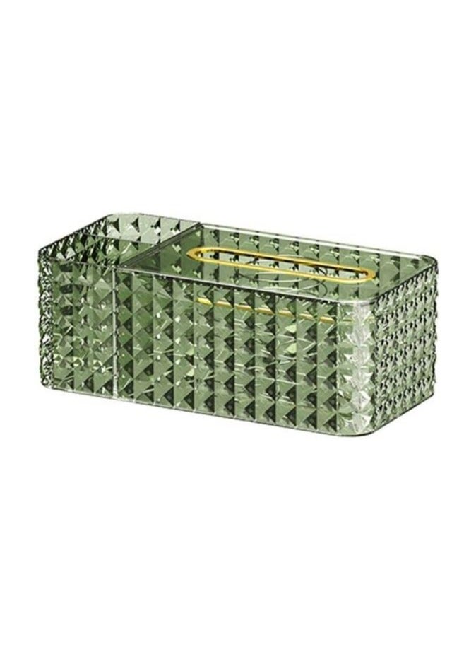 Acrylic Multifunction Divided 3D Tissue Dispenser Box With Organizer Pocket Slot Designed With Elegant Design Specially Made For Home Decor - Green  - Image 4