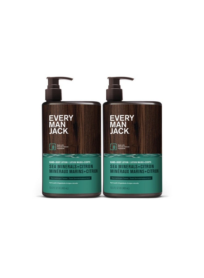 Every Man Jack Every Man Jack Mens Sea Minerals + Citron Hand & Body Lotion for All Skin Types - Dermatologist Tested & Hypoallergenic - Nourish Skin with Lightweight Fast Absorbing Lotion - 13.5oz 2 Bottles  - Image 1