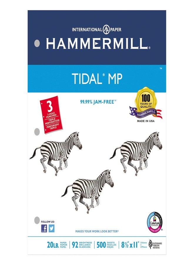 Hammermill Printer Paper, 20 lb Tidal Copy Paper, 3 Hole - 92 Bright, Made in the USA - 1 Ream (500 Sheets) - Image 1
