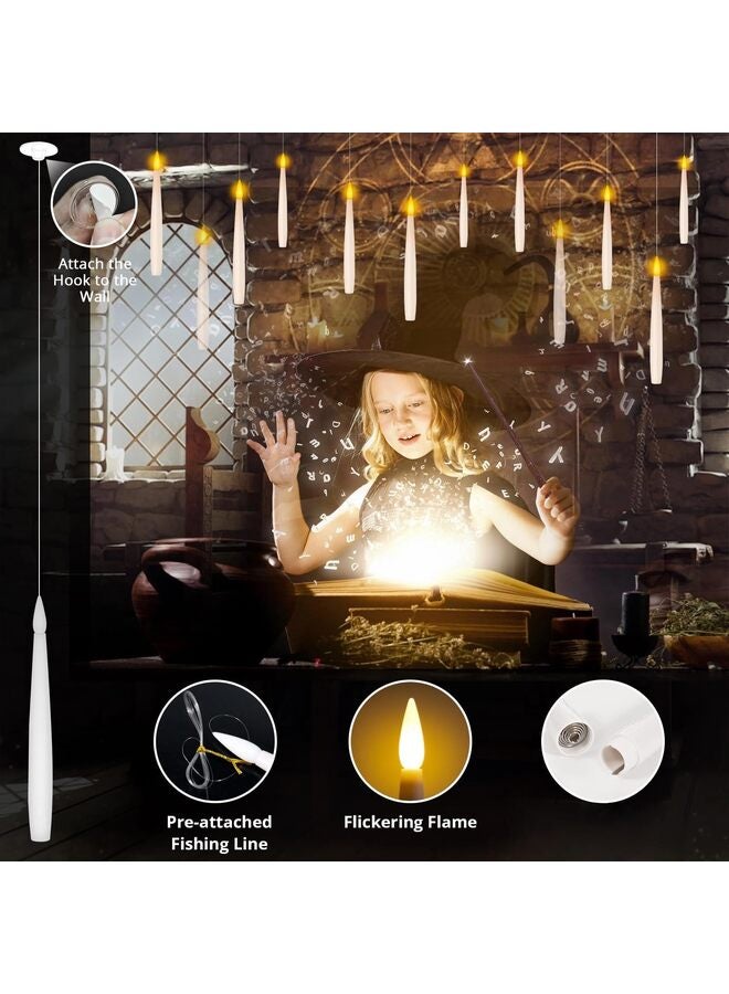شموع عائمة مع مؤقت عن بعد - شموع معلقة بدون لهب لحفلات أعياد الميلاد وديكور نافذة المنزل - عبوة من 12 قطعة باللون الأبيض - Image 5