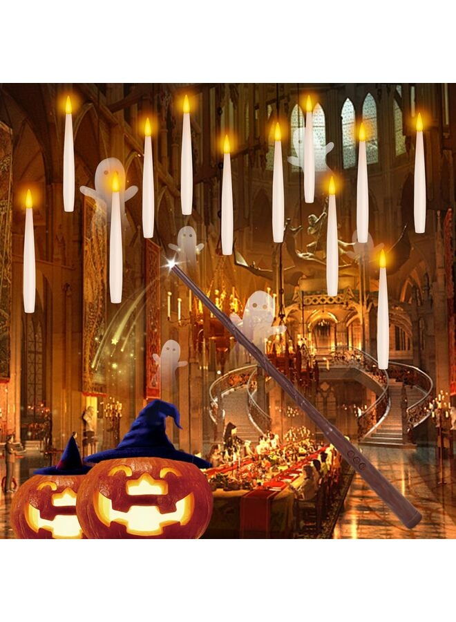 شموع عائمة مع مؤقت عن بعد - شموع معلقة بدون لهب لحفلات أعياد الميلاد وديكور نافذة المنزل - عبوة من 12 قطعة باللون الأبيض - Image 1