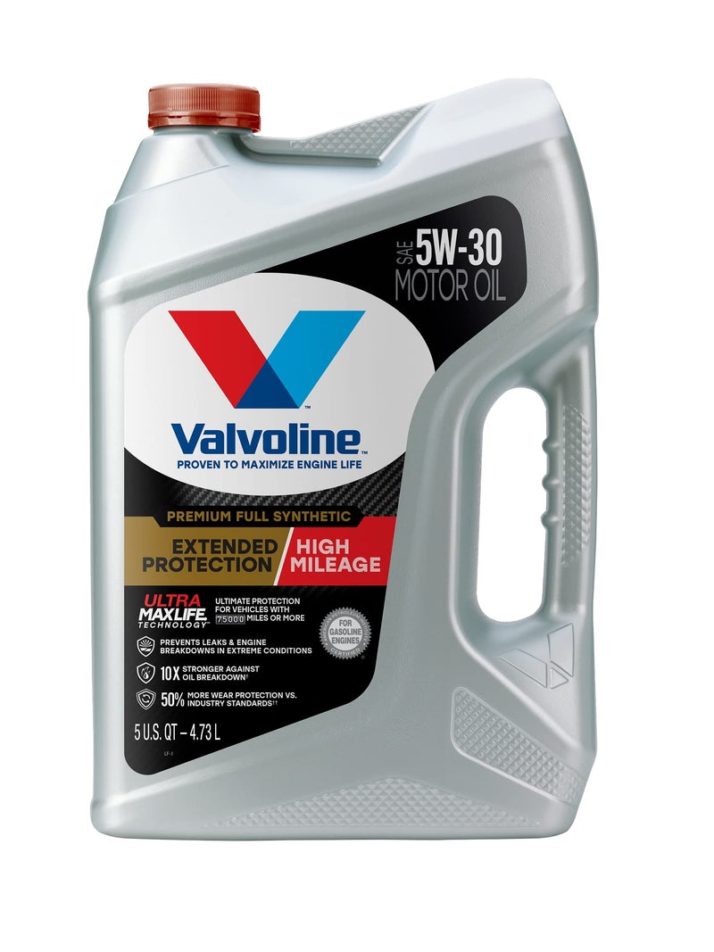Valvoline زيت محرك فالفولين للحماية الممتدة عالي الكيلومترات بتقنية أولترا ماكس لايف 5W-30 5 QT، علبة من 3 - Image 2