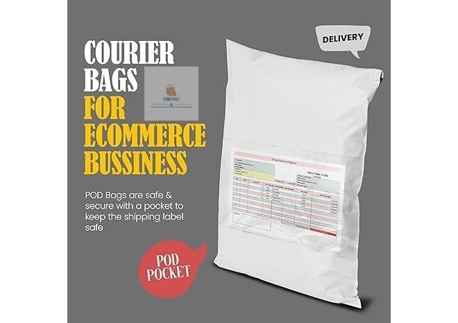 HETU Security Tamper Proof Courier Polybags/Pouches with Sealking Pod, 55 Micron, (Pack of 100) (4.5 Inch x 9 Inch) - Image 2