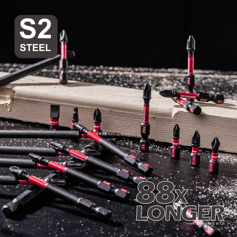 GEINXURN Impact Tough Magnetic Mixed 46Pack Insert Driver Bits, S2 Alloy Steel Screwdriver Power Bits Set with 1Pcs Impact Magnetic Bit Holder and Mini Wrench - Image 2