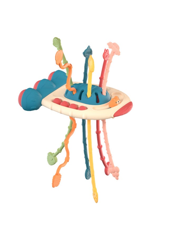 Baby Educational Early Education UFO Pumping Lala Drawstring Toy Hand Action 3 Training 6 Months 01 Years Old-Color:Blue Cute Bear Rocket Lala - Image 1
