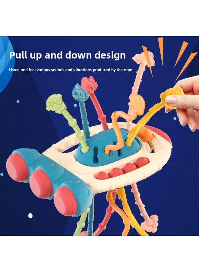 Baby Educational Early Education UFO Pumping Lala Drawstring Toy Hand Action 3 Training 6 Months 01 Years Old-Color:Blue Cute Bear Rocket Lala - Image 5
