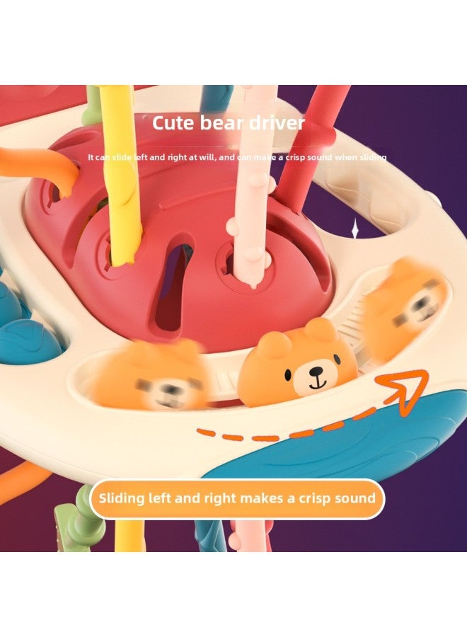 Baby Educational Early Education UFO Pumping Lala Drawstring Toy Hand Action 3 Training 6 Months 01 Years Old-Color:Blue Cute Bear Rocket Lala - Image 3