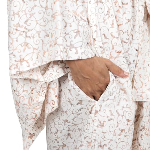 NOVICA Artisan Handmade Batik Robe Fair Trade Floral Patterned Women's from Indonesia Rayon Clothing Beige ' Bali Arabesques' - Image 3