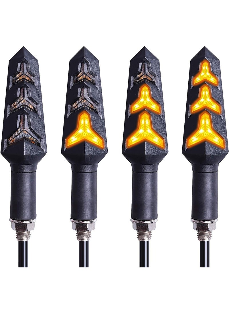 4PCS 4PCS Motorcycle Turning Indicators Flowing Turn Signal Lights 12V Motorcycle Indicator Lights 12 LEDs Bulbs for Motorbike Scooter Quad Cruiser Off Road-Y Shape - Image 1