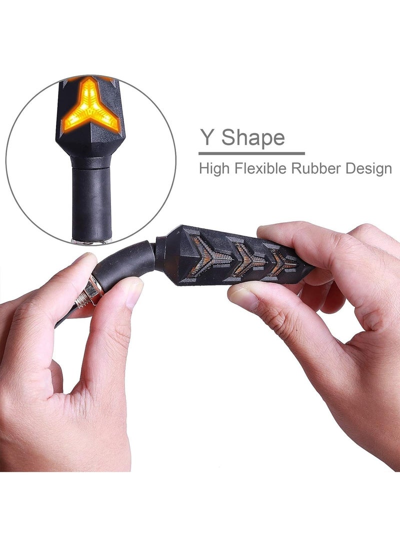 4PCS 4PCS Motorcycle Turning Indicators Flowing Turn Signal Lights 12V Motorcycle Indicator Lights 12 LEDs Bulbs for Motorbike Scooter Quad Cruiser Off Road-Y Shape - Image 3