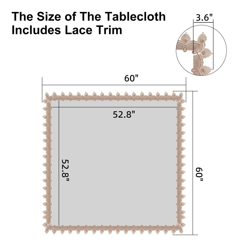 LIBERECOO Clear Vinyl Tablecloth with Stitched Loral Lace Trim, 60" x 60" Square 100% Waterproof Oilproof Plastic Table Cover with Embroidered Edge Table Cloth Protector for Dining Tables, Parties - Image 2