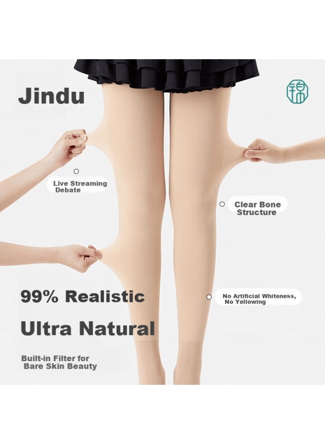 Jindu Women's Bare Leg Magic Autumn Winter Nude Color Fleece Lined Thickened Pantyhose Spring Autumn Thin Skin Tone Leggings - Image 1