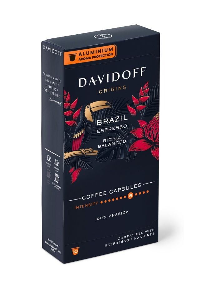 Davidoff Brazil Espresso Rich And Balanced Coffee Capsules 10 Capsules (55g) - Image 3