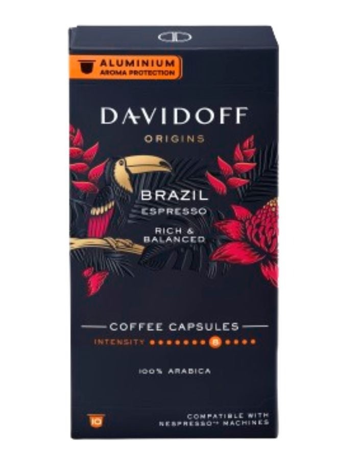 Davidoff Brazil Espresso Rich And Balanced Coffee Capsules 10 Capsules (55g) - Image 1