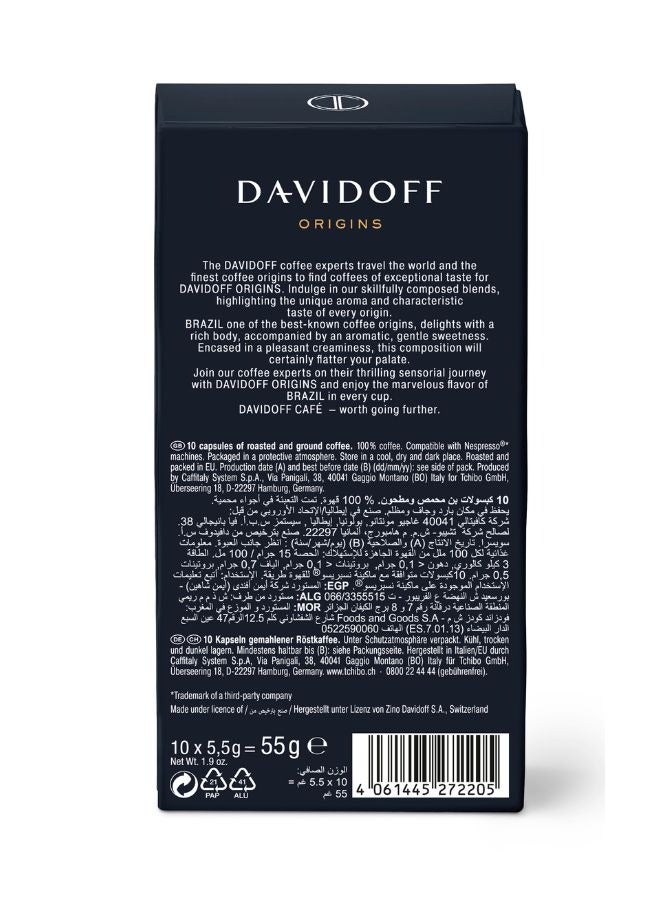 Davidoff Brazil Espresso Rich And Balanced Coffee Capsules 10 Capsules (55g) - Image 4