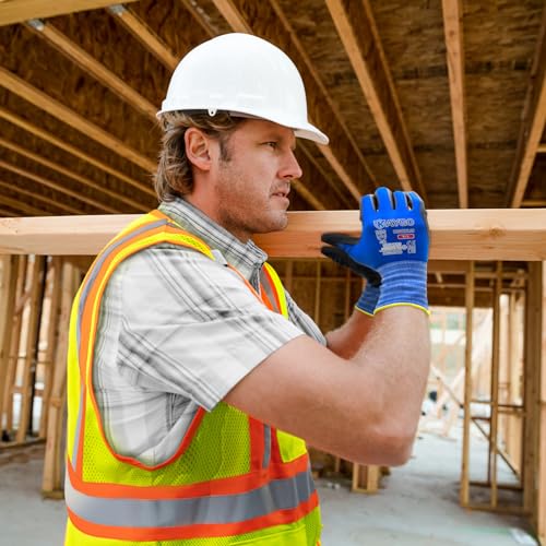 KAYGO Safety Work Gloves MicroFoam Nitrile Coated, 3 Pairs KG18NB,Seamless Knit Nylon Glove with full fingers Touchscreen, Ideal for Automotive,Warehouse,Construction (Large, Blue) - Image 5
