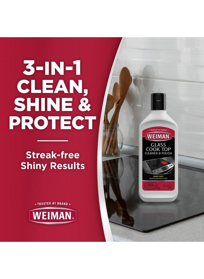 Weiman Weiman Ceramic and Glass Cooktop Cleaner - Heavy Duty Cleaner and Polish (10 Ounce Bottle and 3 Scrubbing Pads)  - Image 4