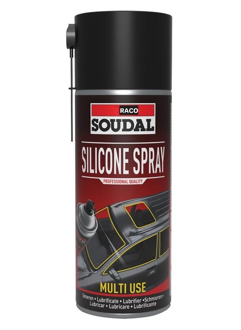 RACO Soudal Silicone Spray Lubricant Multi-Purpose, Water-Resistant Formula for Smooth Performance, Rust Prevention, and Protection of Metal, Plastic, and Rubber Surfaces 400ml