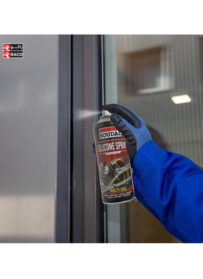 RACO - RACO Soudal Silicone Spray Lubricant Multi-Purpose, Water-Resistant Formula for Smooth Performance, Rust Prevention, and Protection of Metal, Plastic, and Rubber Surfaces 400ml - Image 1