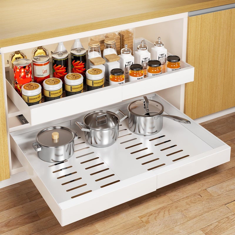 Delamu Pull Out Cabinet Organizer 21 Deep Pull Out Drawers for Cabinets Expandable Slide Out Drawers for Kitchen Cabinets Bathroom Pantry Storage