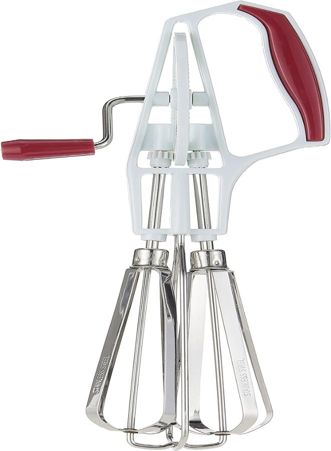 AKDC Metaltex Rotary Whisk Stainless Steel Mechanical Hand Held Food Mixer Rotary Egg Beater - Size: 25 Cm - Image 1