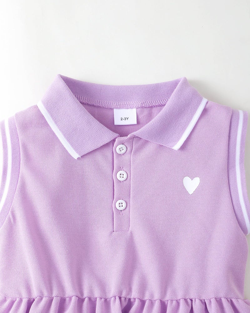 Saeaby 4T Girl Clothes 5T Little Girls Clothes Summer Sporty Sleeveless Ruffle Dress Toddler Outfits Set Purple Polo Casual Dresses for Kids Girl Clothes - Image 3