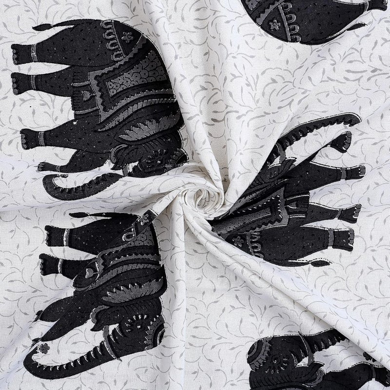Go Texstylers Cotton Animal Print Pack of 6 Pcs Jaipuri Print Diwan Cover Set Grey  - Image 5