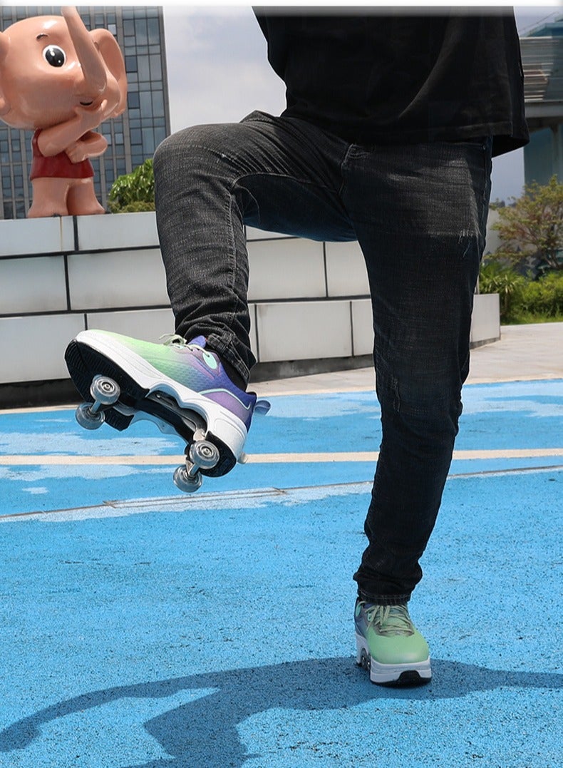 Loquat Four-Wheel Walking Shoes Can Be Retractable Deformation Shoes Rotary Buckle Roller Skates Multicolour  - Image 2