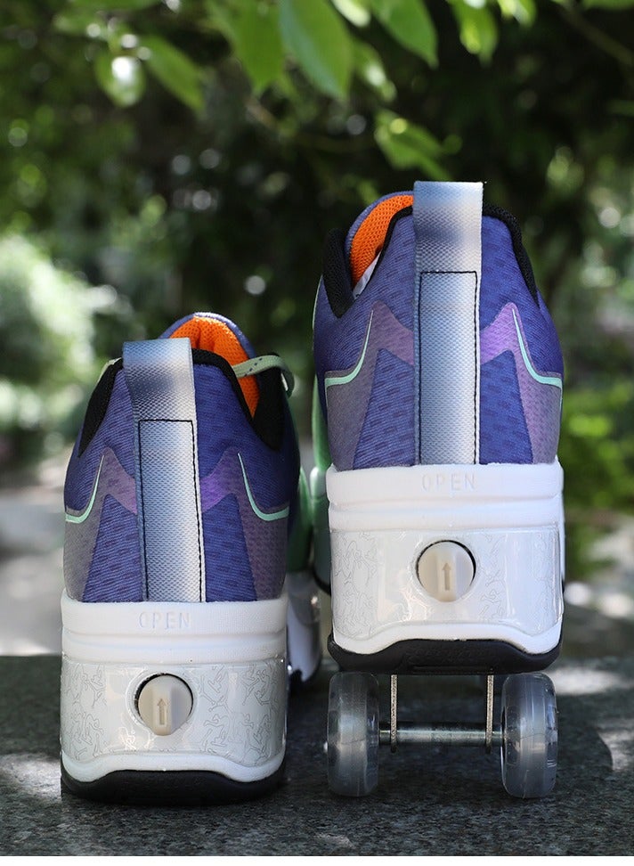 Loquat Four-Wheel Walking Shoes Can Be Retractable Deformation Shoes Rotary Buckle Roller Skates Multicolour  - Image 3