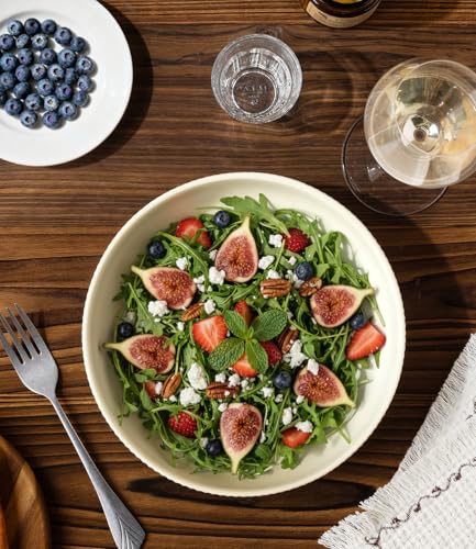 theterra 7.5'' Ceramic Pasta Bowls, Salad Bowls Set of 4, Stoneware Serving Bowls for Fruits, Noodle, Dinner, House-warming Wedding Present, Beige - Image 4