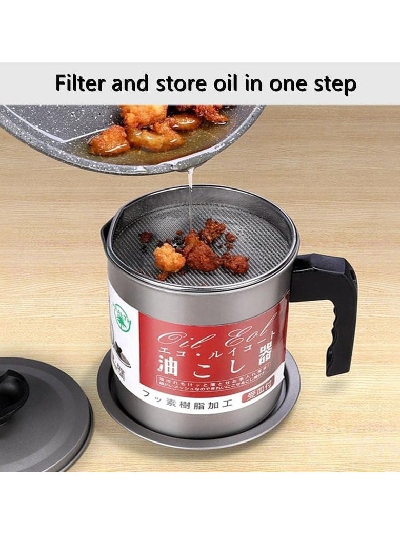 Generic Stainless Steel Kitchen Oil Filter Tank Frying Filter Leak-Proof Oil Pot Household Filter Pot 1.7L  - Image 2