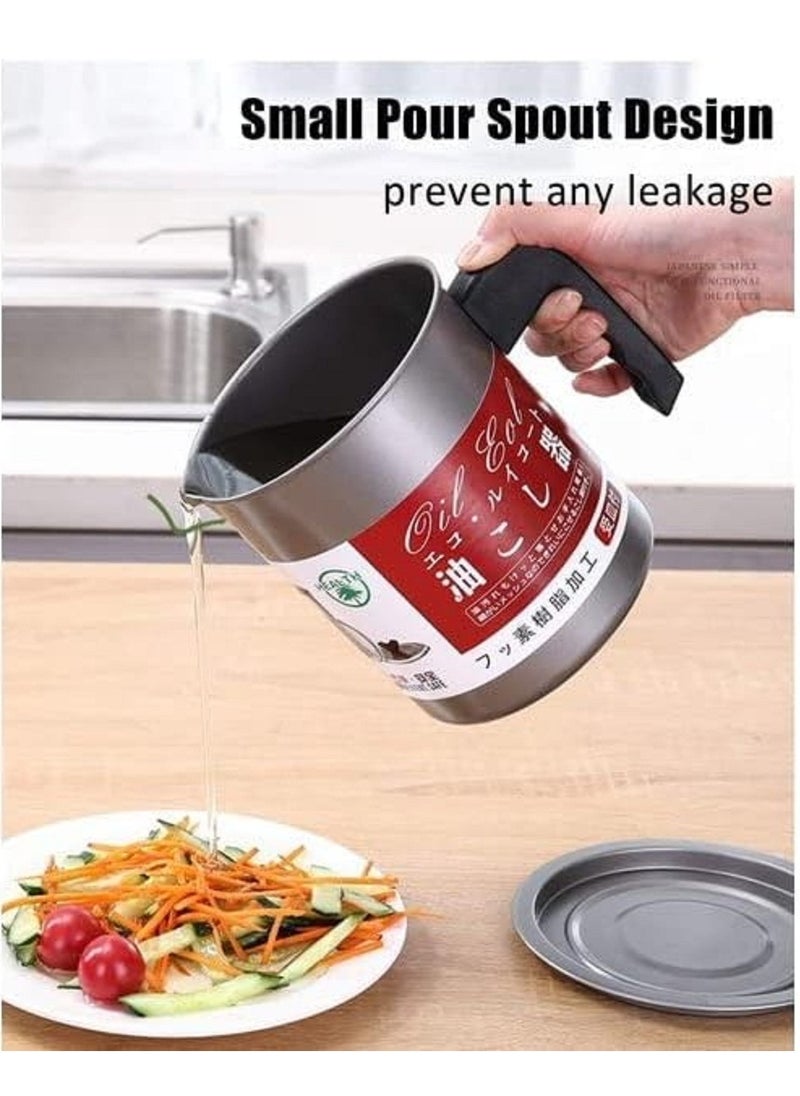 Generic Stainless Steel Kitchen Oil Filter Tank Frying Filter Leak-Proof Oil Pot Household Filter Pot 1.7L  - Image 3