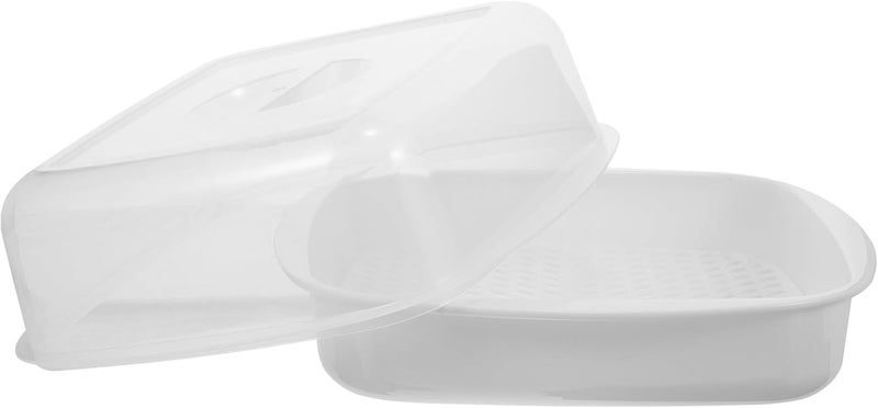 TIDTALEO Microwave Oven Steamer Basket Pp Food Steamer with Lid White for Household Cooking and Vegetable Steaming - Image 1