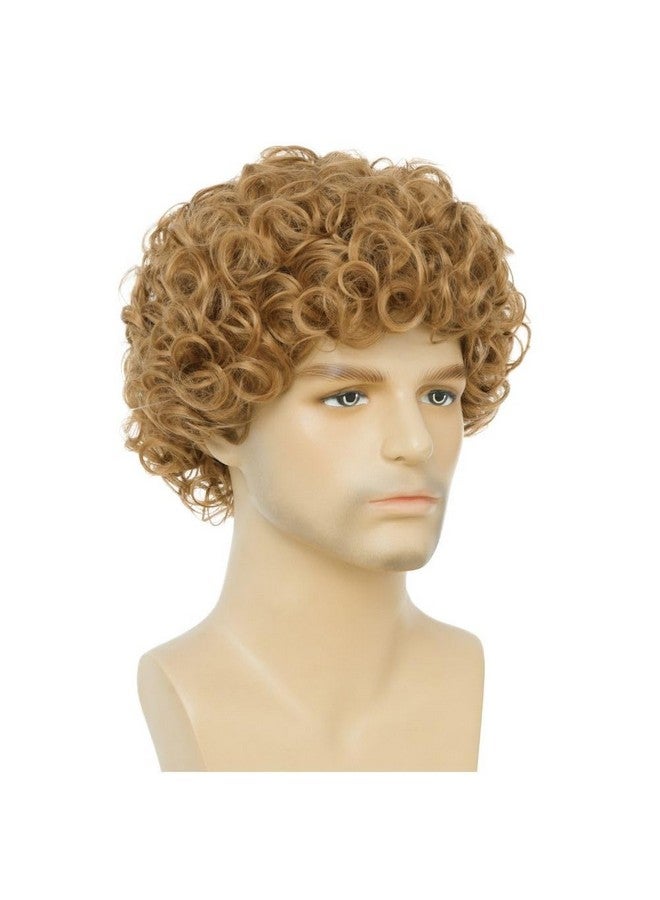 تسيسيس باروكة شعر رجالي مجعد أشقر قصير منفوش من شعر أفريقي باروكة شعر هزازة للتنكر اليومي للرجال من السبعينيات والثمانينيات باروكة شعر كاملة للرجال - Image 2