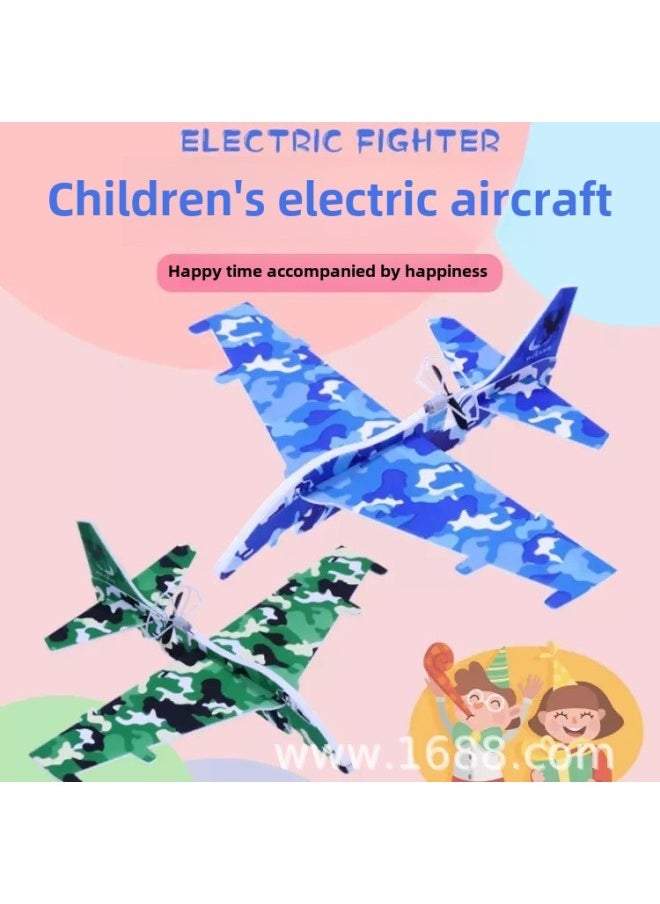 Internet Celebrity Children's Usb Rechargeable Electric Foam Hand Throwing Glide Aircraft Model Fighting Toy Plane-Color:Ordinary Blue Fighter  - Image 5